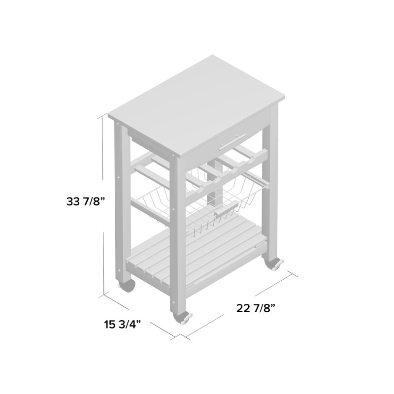 Winston Porter Macy 23'' Wide Rolling Kitchen Cart with Stainless Steel